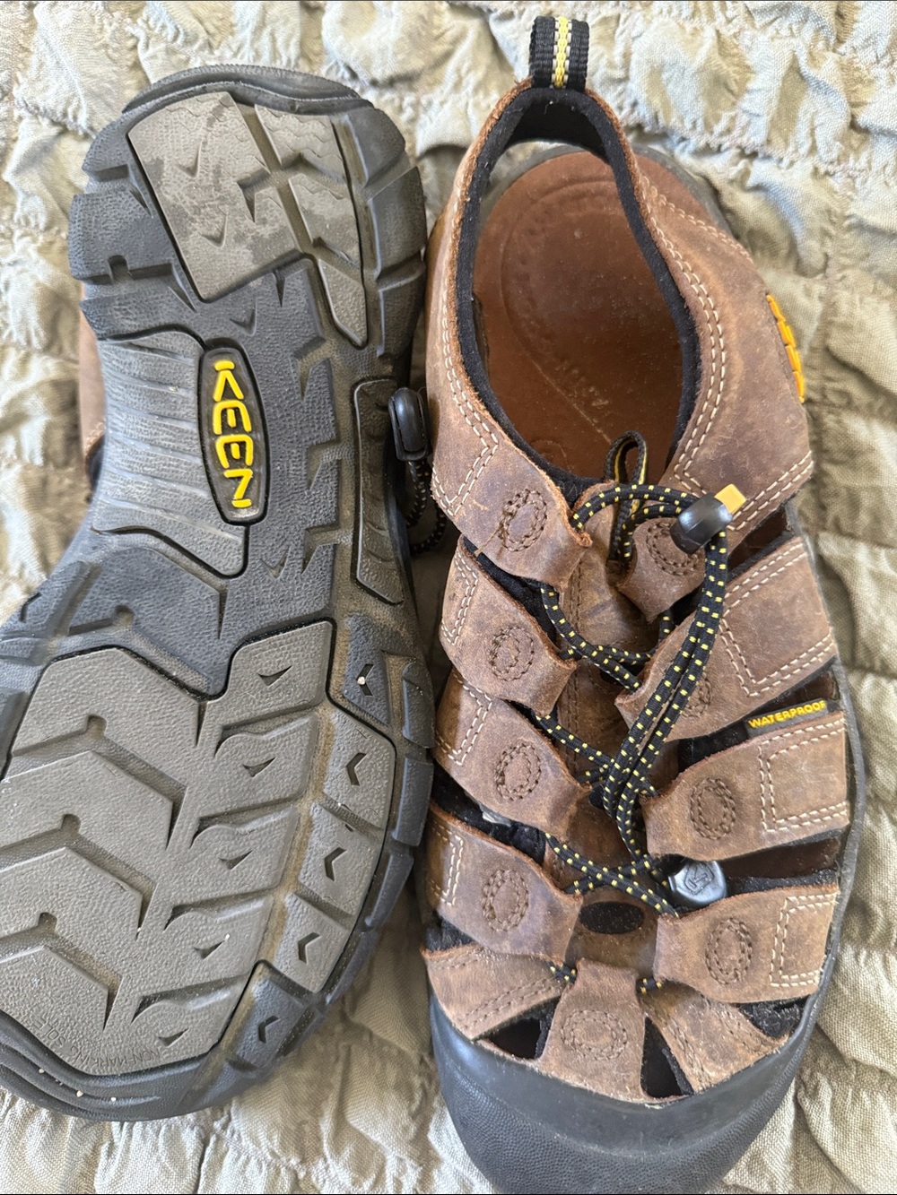 Keen Men’s Brown and Black Closed-Toe Leather Sandals